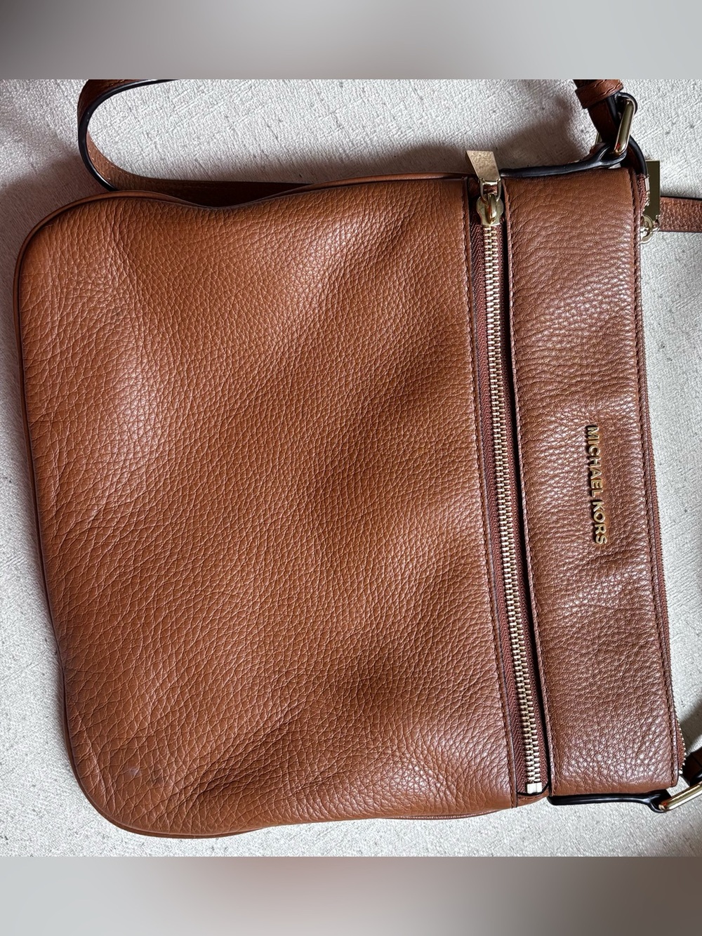 Michael Kors Tan Pebbled Leather Messenger Crossbody